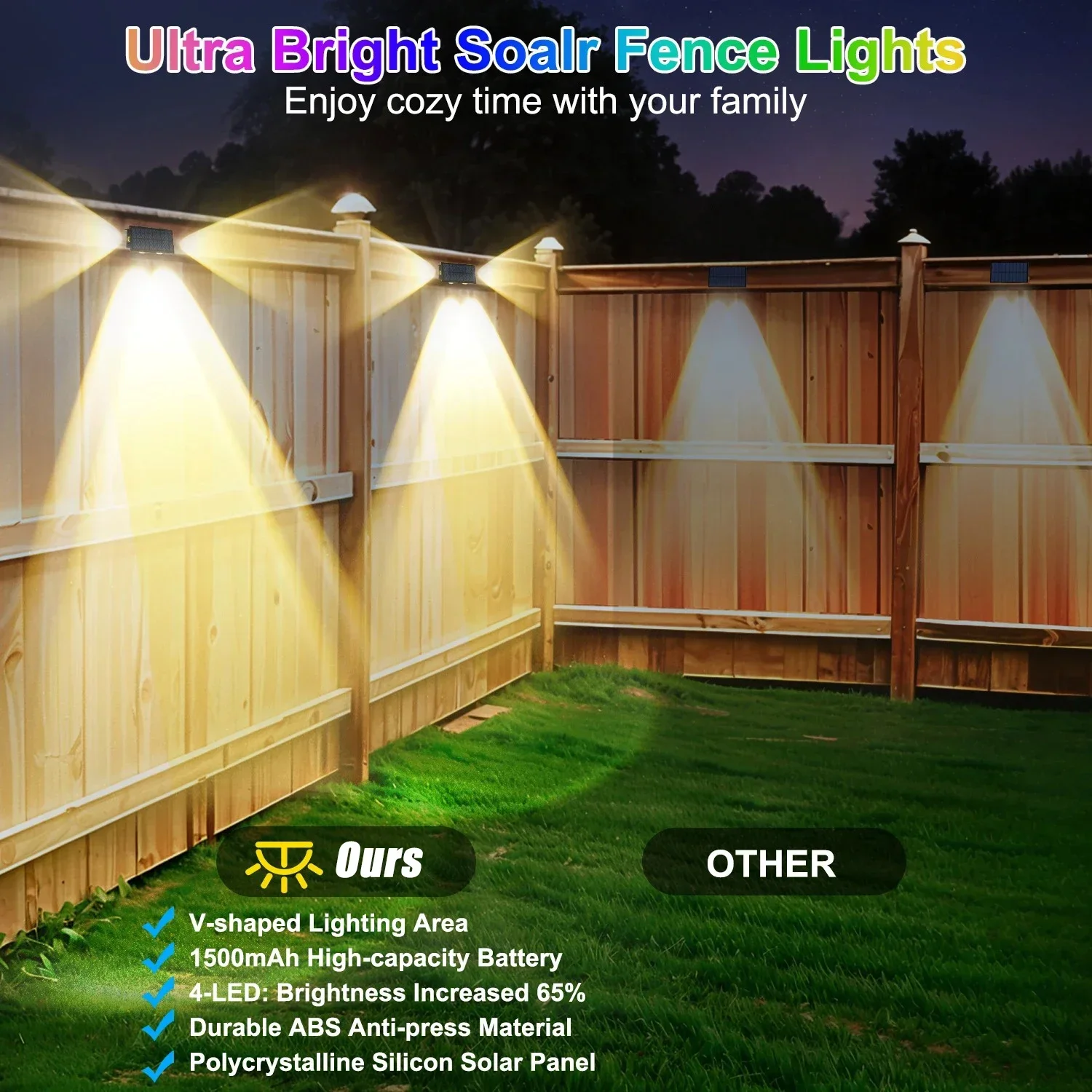 Luzes de parede solares led ao ar livre lâmpada à prova dwaterproof água lados iluminação multicolorido jardim para condado varanda cerca decorações parede