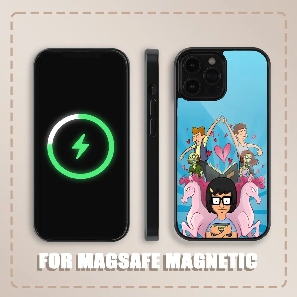 Etui na telefon B-Bobs Burgers do iPhone'a 15, 14, 13, 12, 11 Plus Pro Max Magnetic Magsafe Wireless Charging Cover