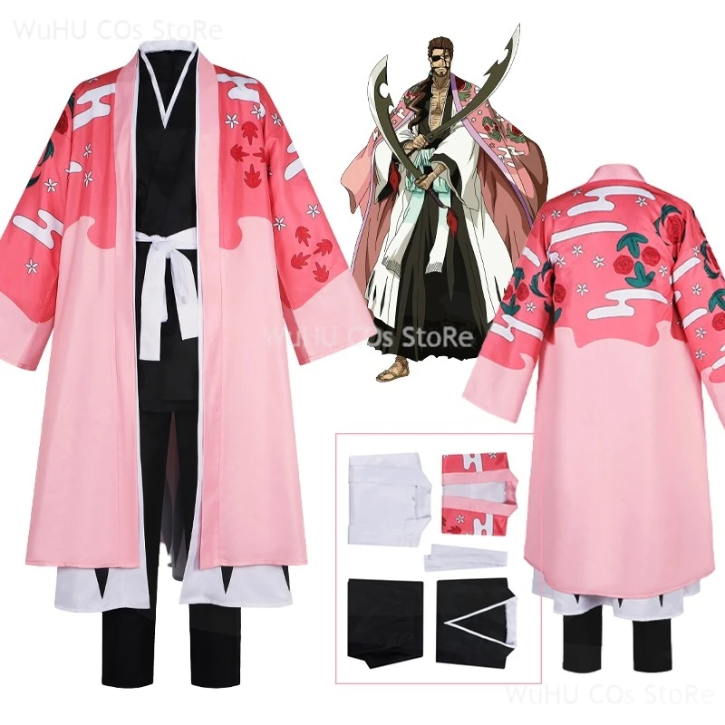 Shunsui Cosplay Costume Men Anime Bleach Cos Thousand Year Blood War Arc Captain Kyoraku Kimono Costume Halloween Roleplay Suit