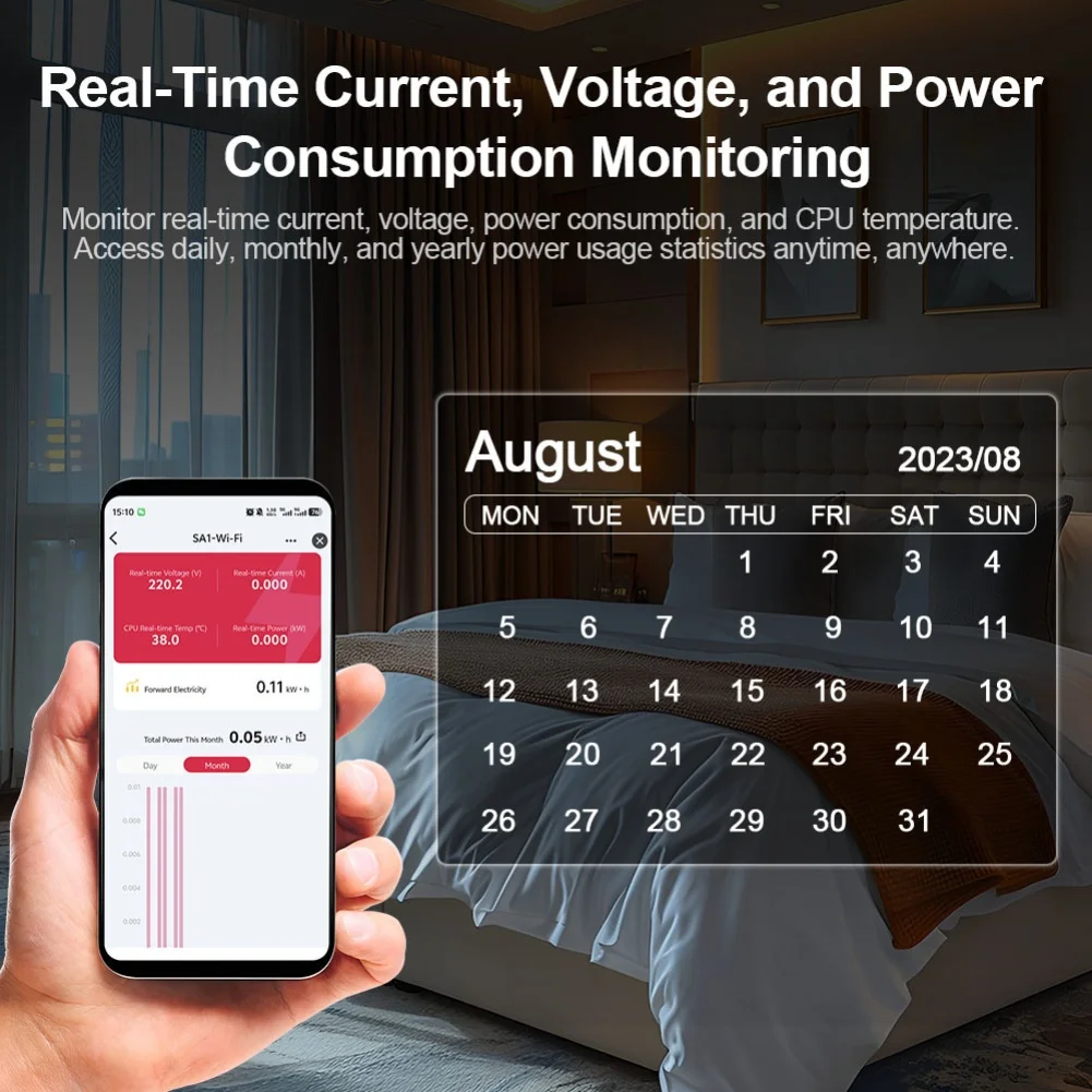 1Pcs For Tuya WiFi Energy Meter 1-50A Real-Time Power Monitoring Device For Home Electrical Consumption Tracking Tool