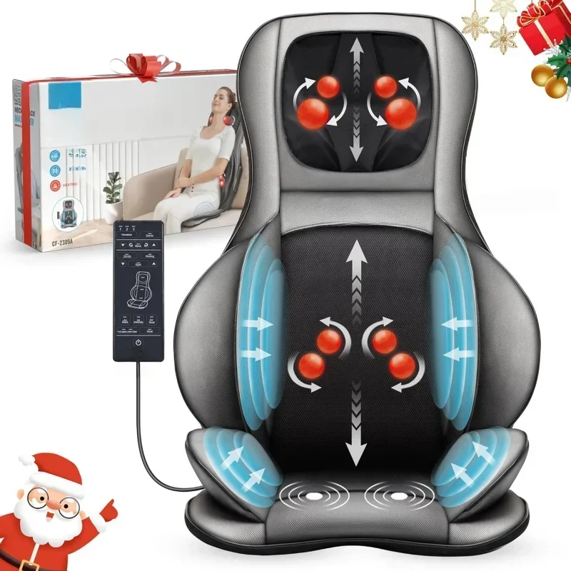 Neck Back Massager with Heat, 2D ro 3D Kneading Massage Chair Pad, Adjustable Compression Seat Massager for