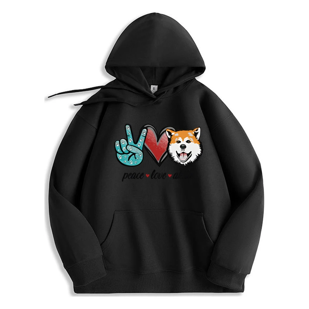 

Peace Love And Dog Printed Hoodie Oversized Polyester Fiber Comfortable Long Sleeve Mens Sweatshirt