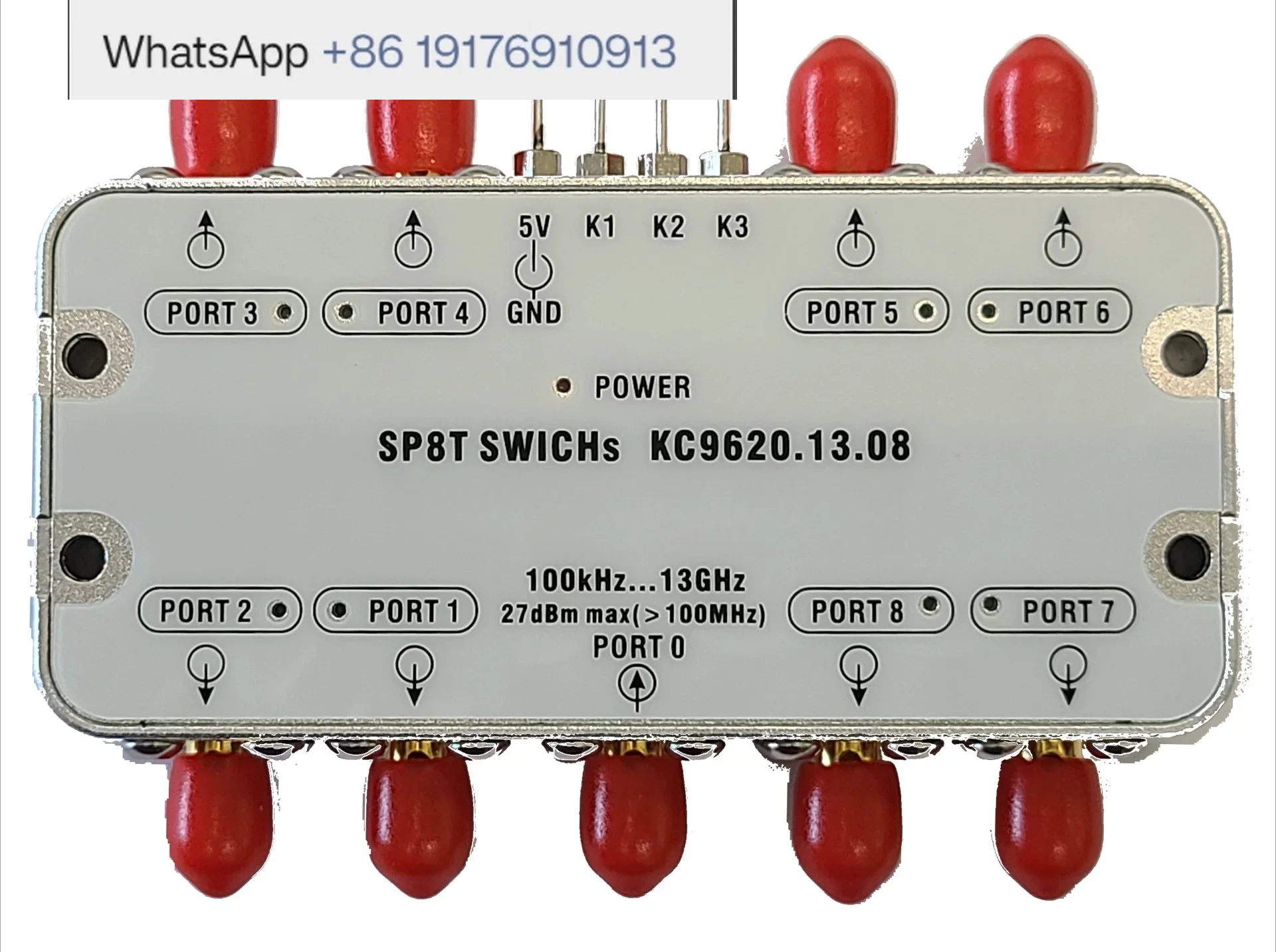 8-Channel electronic switch SP8T RF gating device LF~ 8GHz microwave switch ultra-wideband eight choose one with indicator light