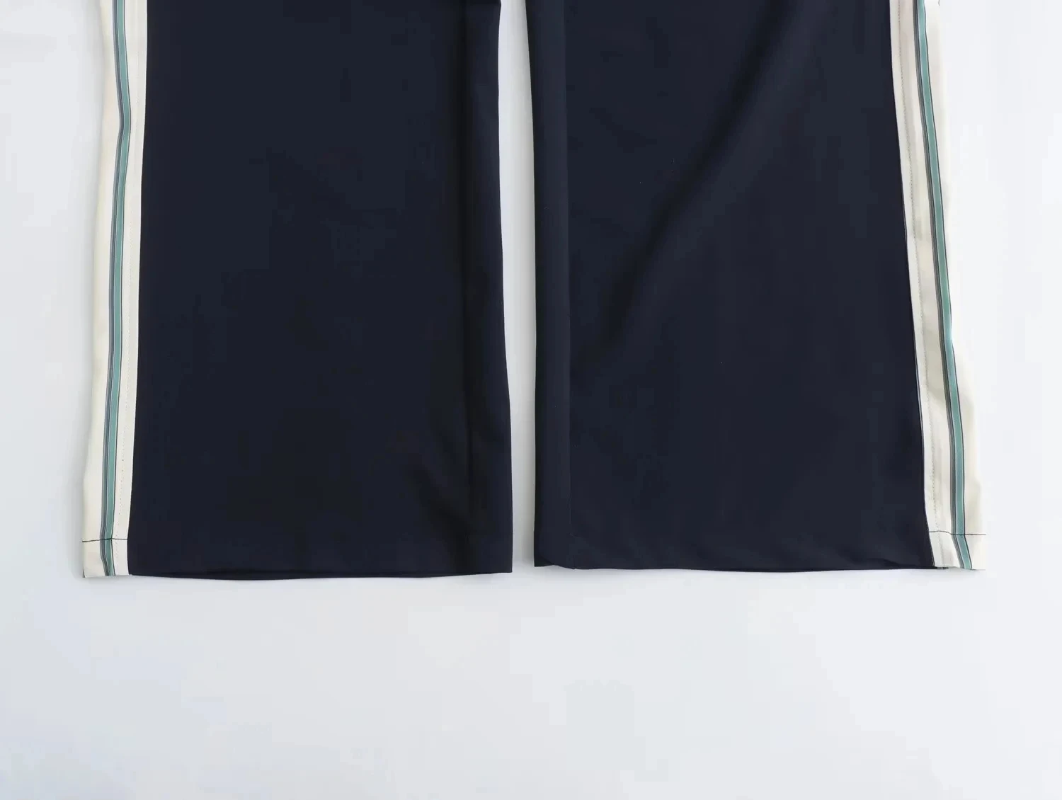 2024 Spring New Female Stripes Lapel Short Sleeves Buttons Shirt Top + Lace Up Elastic Waist Woman Wide Leg Long Pant