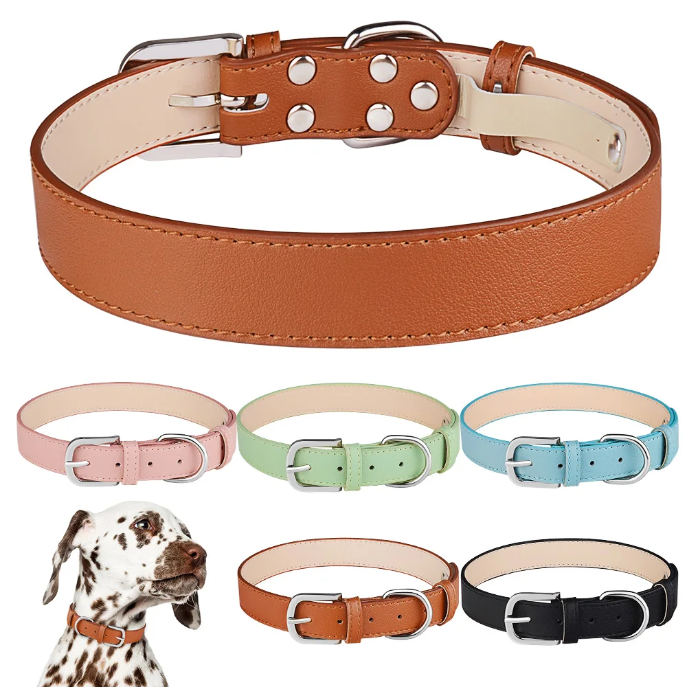 

PU Leather Dog Collar Soft Good Breathability Pet Collars Adjustable Dogs Necklace for Small Medium Large Dogs Pets Accessories
