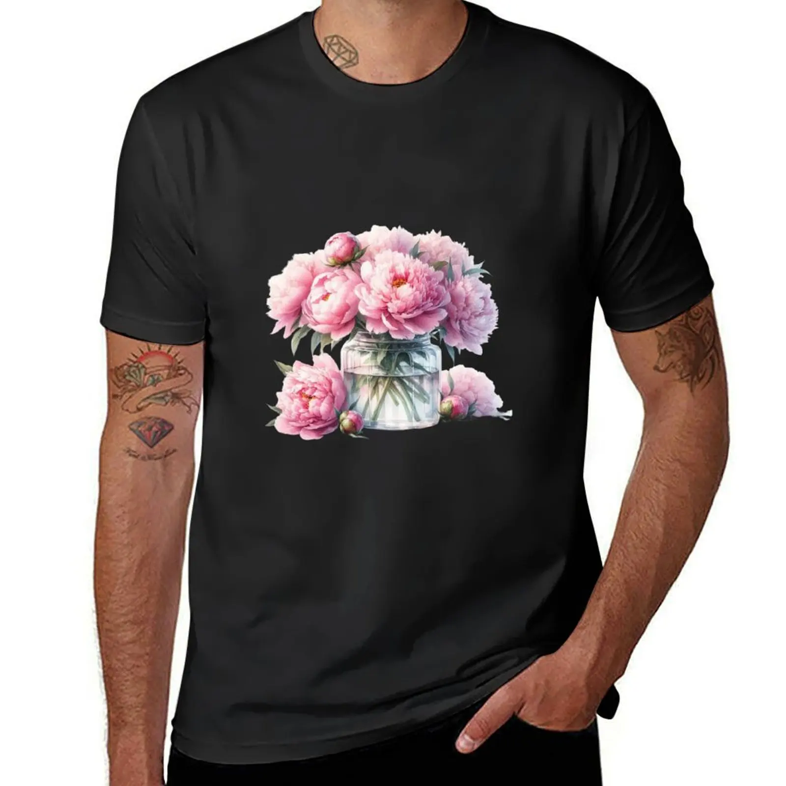 Pastel Pink Peonies in a Mason Jar T-Shirt vintage funnys mens t shirts pack