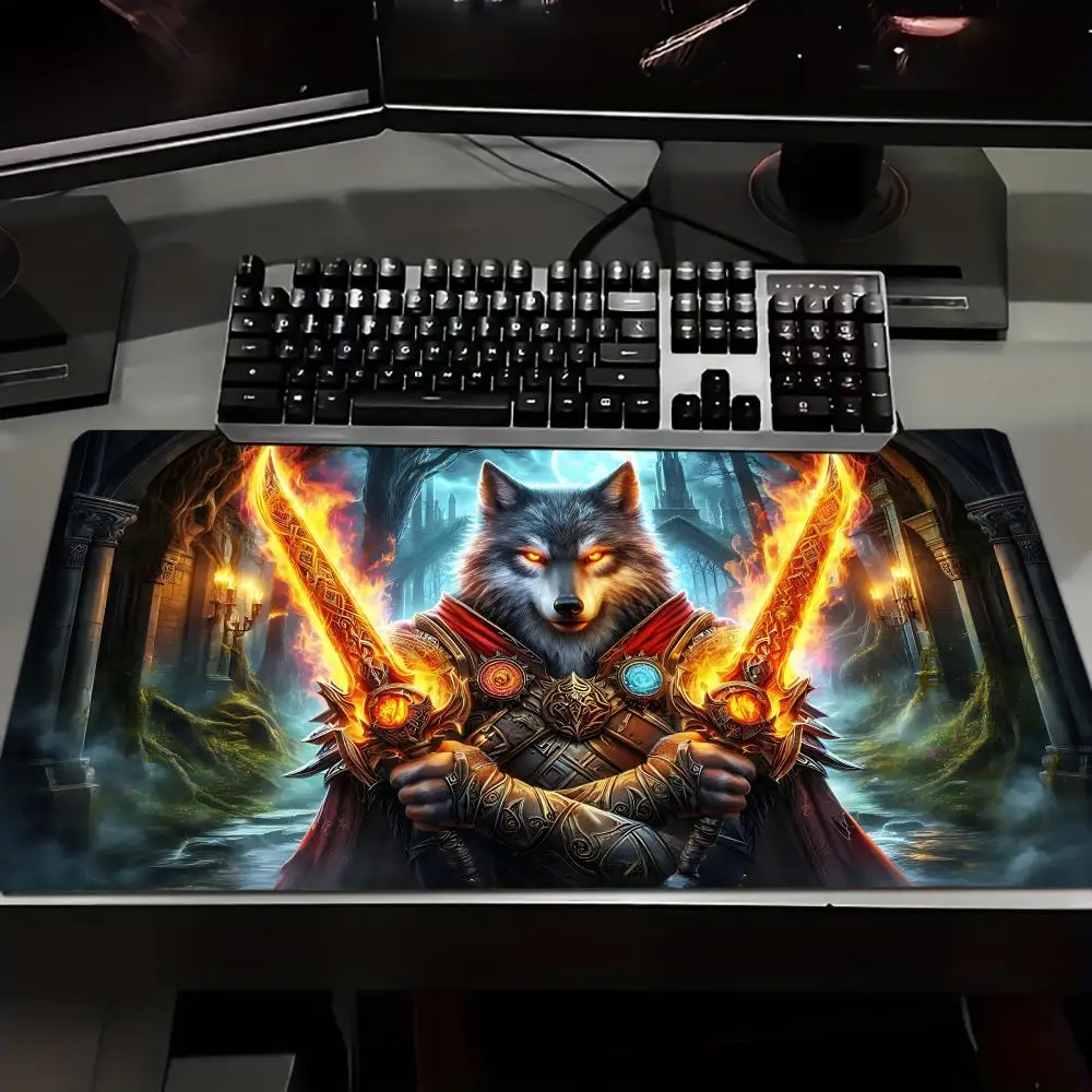 Tapis de jeu de cartes Magic The Gathering Mystical Werewolf Knight avec zone de jeu, tapis de souris antidérapant et durable avec bords cousus, tapis de bureau