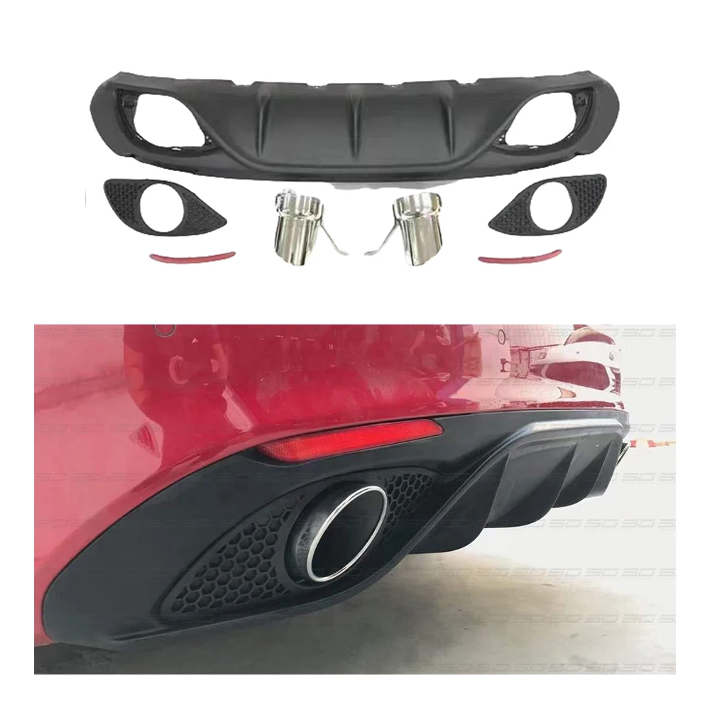 

PP Material Auto Body Parts Rear Bumper Lip Diffuser With Steel Exhaust Standard 2016-2018 Sport Style Bumper Guard