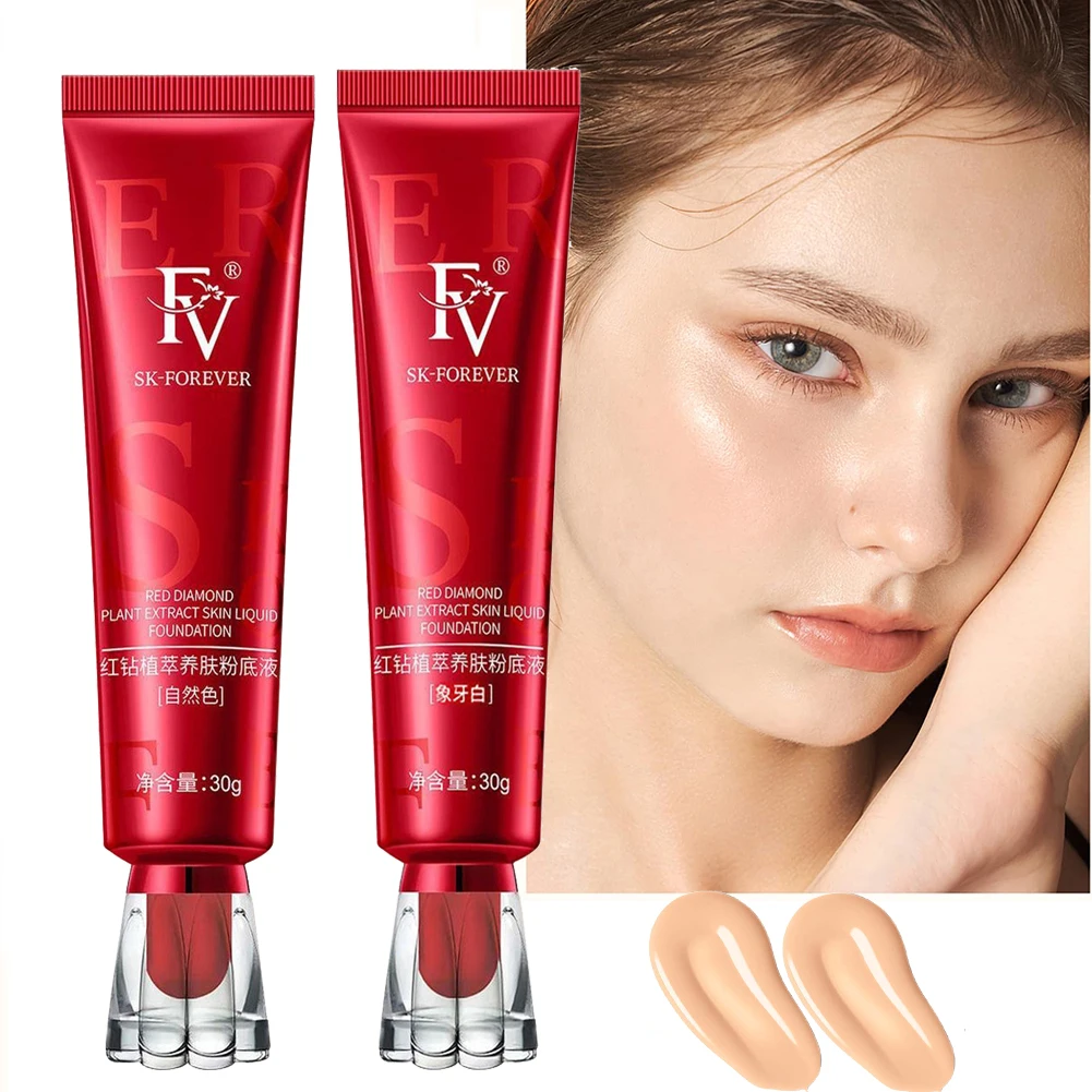 30g Nourish Concealer Face Makeup Base Red FV Hydrating Liquid Foundation Makeup, Oil-control Waterproof Natural Coverage