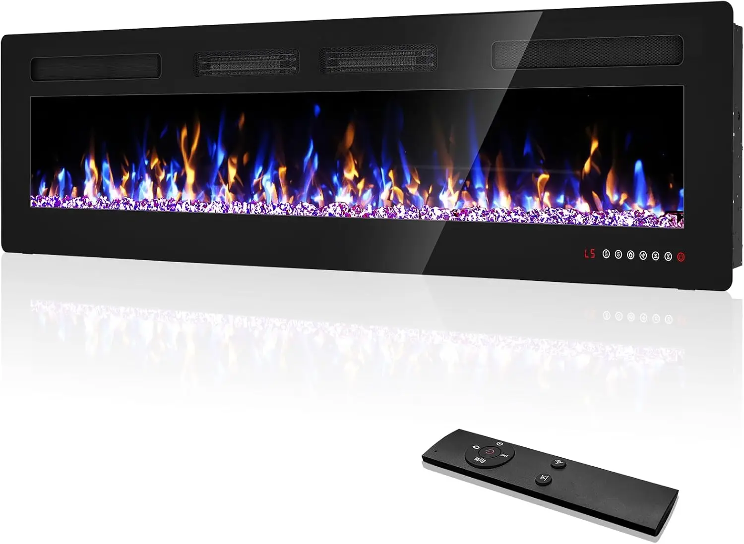 

72” Recessed and Wall Mounted Fire Places Electric Fireplace Ultra Thin with Remote Control, Toucn Screen