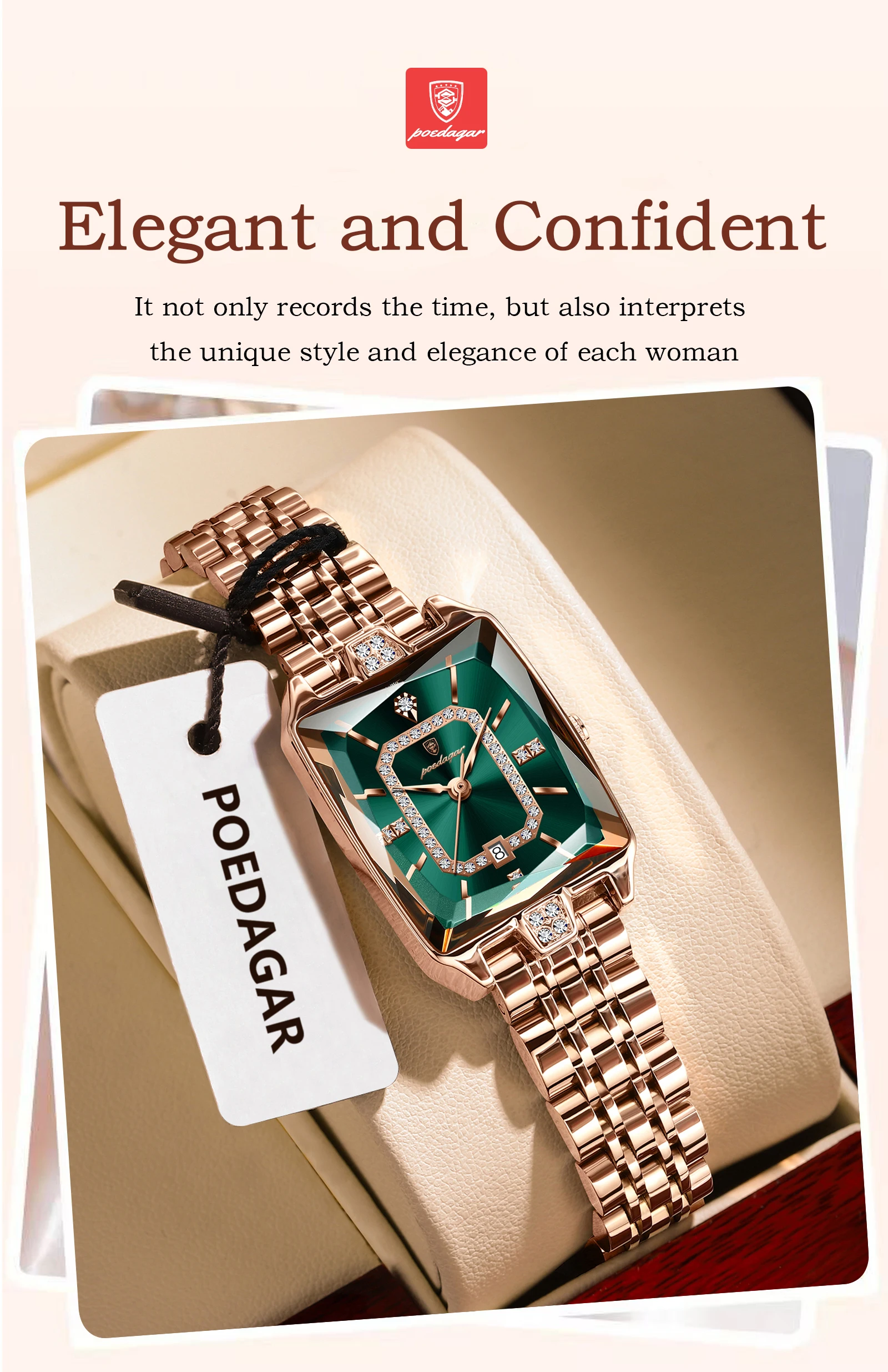 POEDAGAR Luxus Frau Uhr Wasserdicht Datum Hohe Qualität Casual Damen Armbanduhr Edelstahl Quarz Elegante frauen Uhren – Detail 12