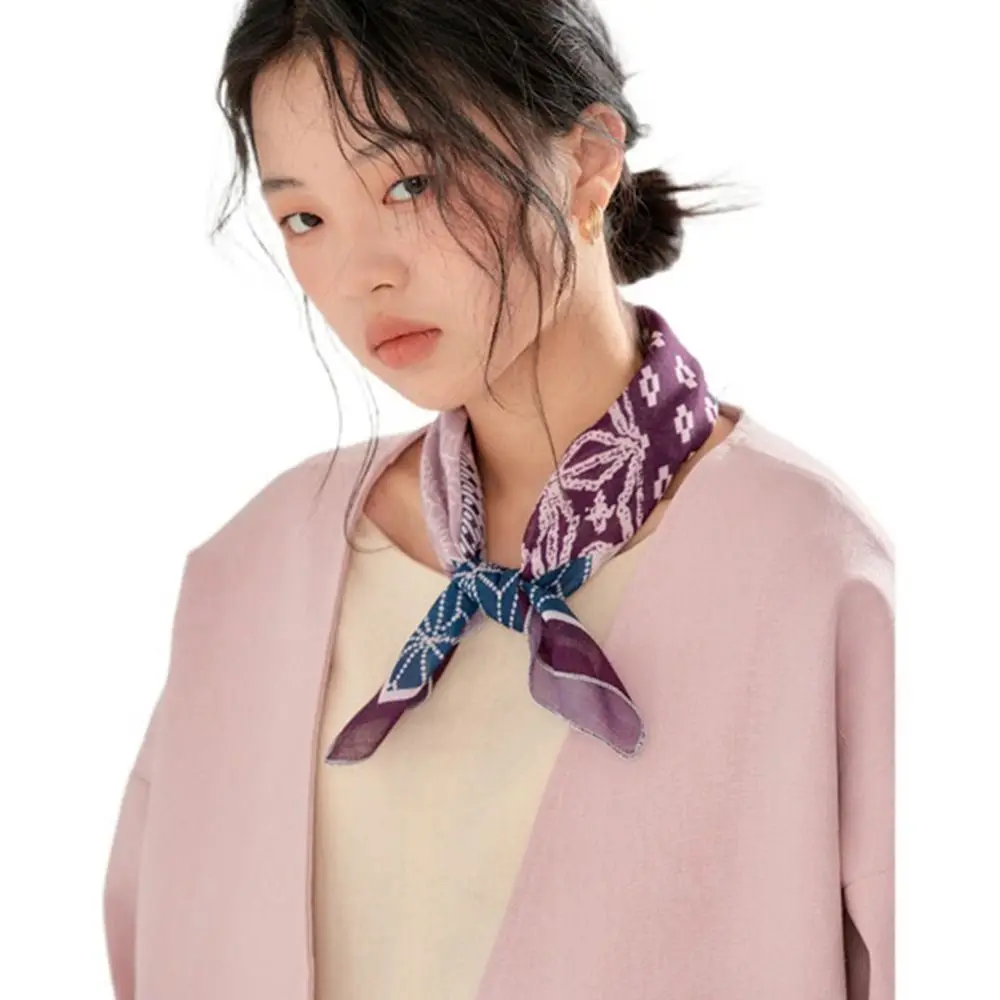 اكسسوارات الوشاح التجميع الملابس والاكسسوارات شريطية الإناث المطبوعة وشاح زهرة وشاح حريري رباط شعر وشاح مربع #6