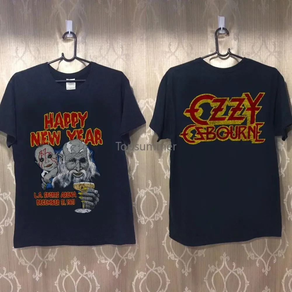 

T Shirt Websites Crew Neck Short Vintage Ozzy Osbourne New Years Concert1981Shirt Black Top Reprint Rare Tall T Shirt For Men