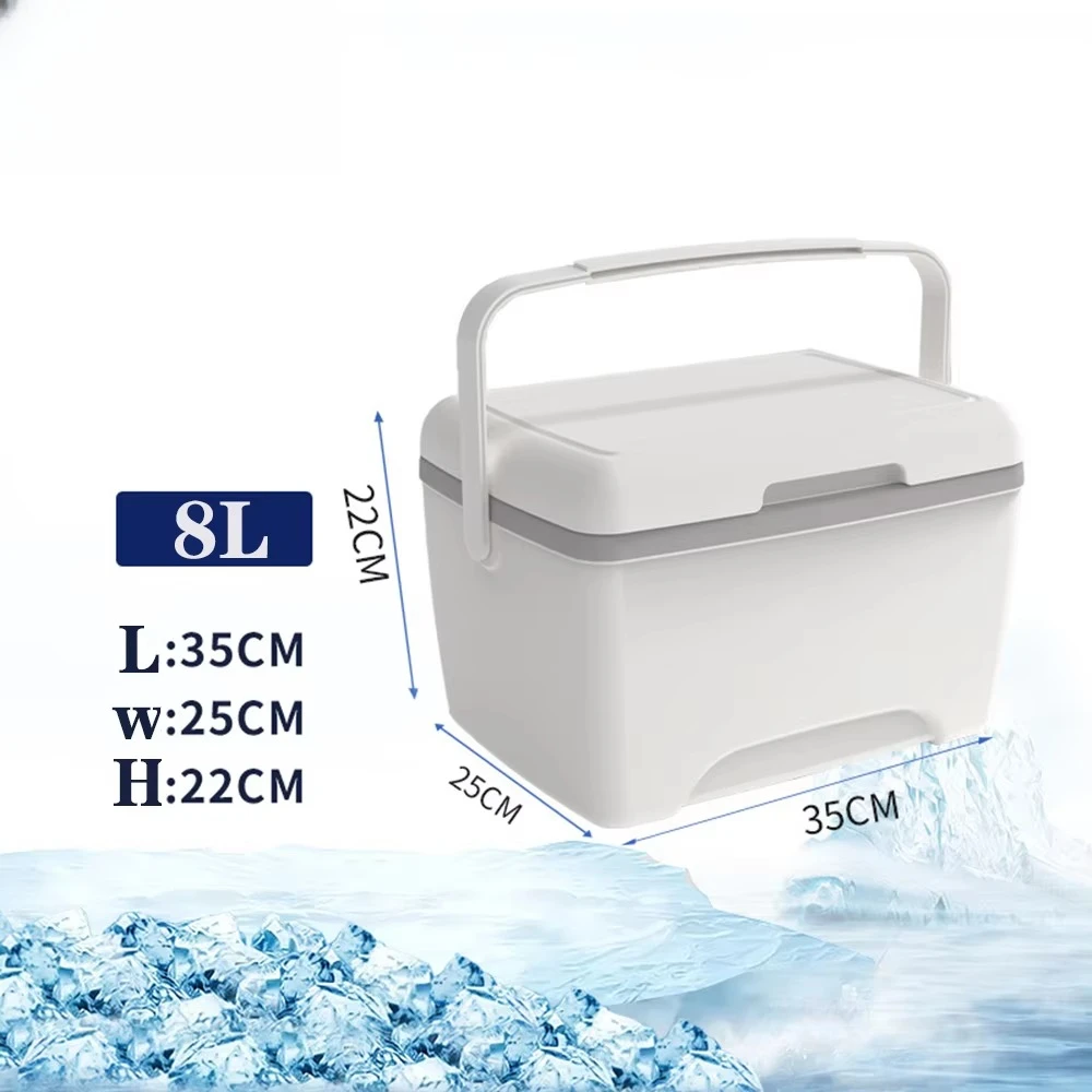Heat Insulation Cooler Lunch Box Food Ice Wine Beer Water Cooled Cooler Box Small Freezer 8 Liters Waterproof Khaki Lunch Box