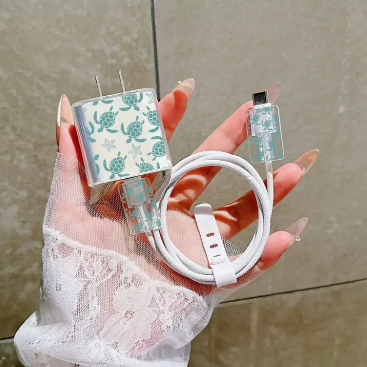 Transparentes Tier für iPhone iPad 18/20 W Ladegerät Hülle Cartoon USB Datenschutz Hülle Abdeckung TPU Kabelwickler für iPhone 16 15 PRO – Detail 5