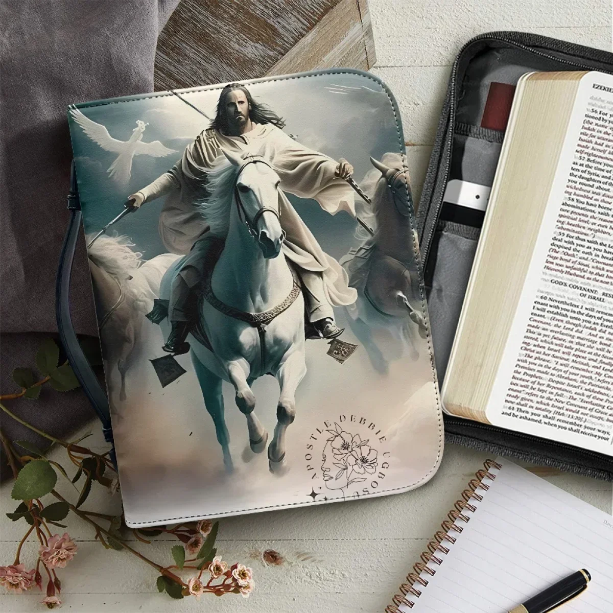 

Women's Bible Bag God Jesus Pattern Handle Handbags PU Leather Zippered Christian Bags Size M-2XL Book Holy Storage Boxes