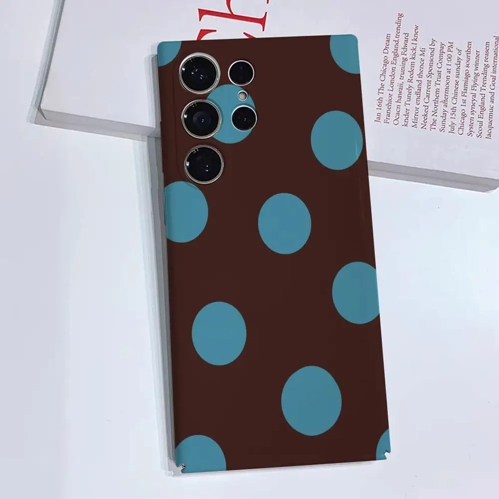Vollbild Polka Dots Ins Koreanische Süße Handyhülle Für Samsung S25 24 23 ULTRA Plus S22 Glänzende HD Hard Cover Film Shell