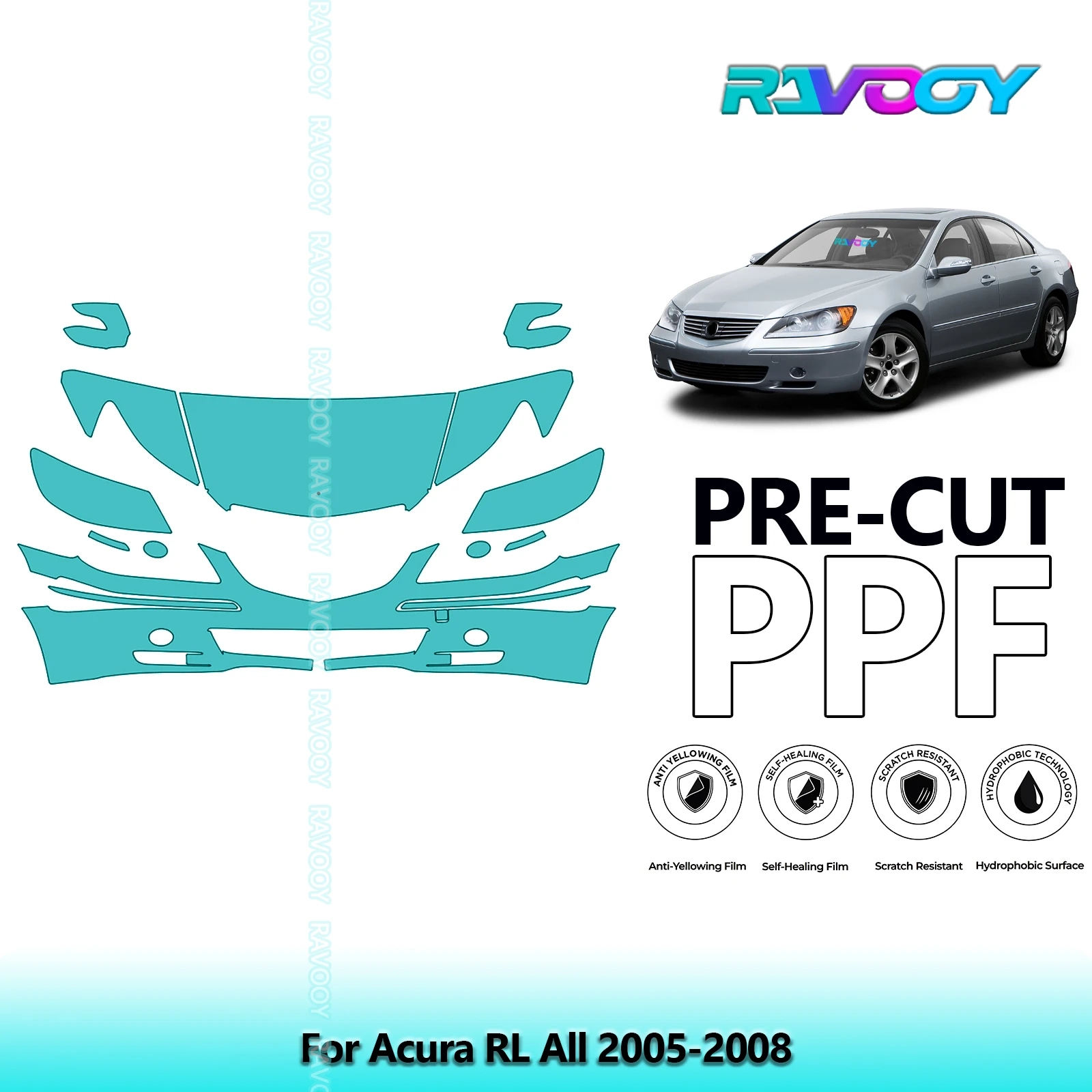 

Car Front Kit Clear Bra Precut PPF Paint Protection Film For Acura RL All 2005-2008