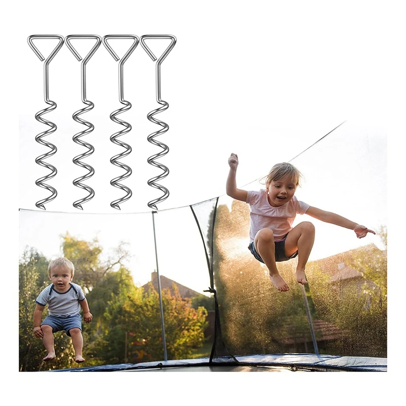 Heavy Duty Trampoline Stakes Strong And Galvanized Steel Corkscrew High Wind Anchor Kit For Trampoline Camping Tents