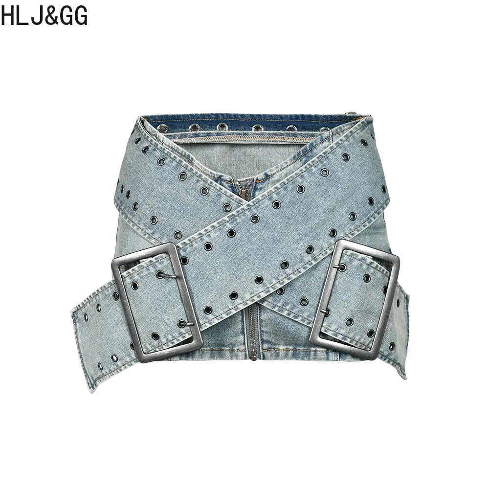 HLJ & GG – ensemble 3 pièces en tricot pour femmes, pull en tricot avec lettres imprimées rétro rouges, col rond, manches longues, haut court et Mini jupes en Denim, tenues