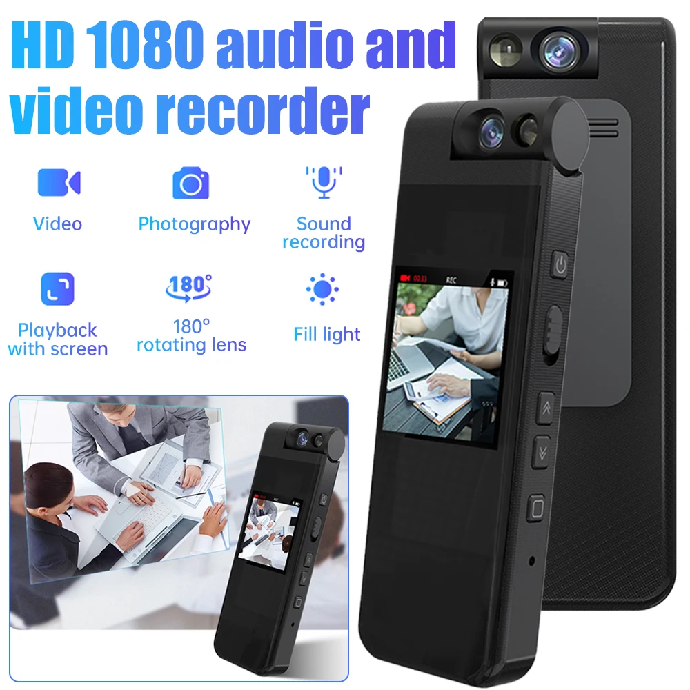 1080P HD Mini Camera Sports DV 180 Degree Rotation Camcorder Body Cam Digital Video Recorder Site enforcement Recorder