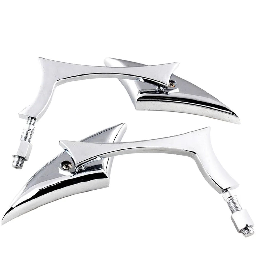 2Pcs Black/Chrome Motorcycle Rearview Mirror Aluminum Alloy 8/10MM Spear Blade Side Mirrors For Harley Cruiser Street Sport Bike