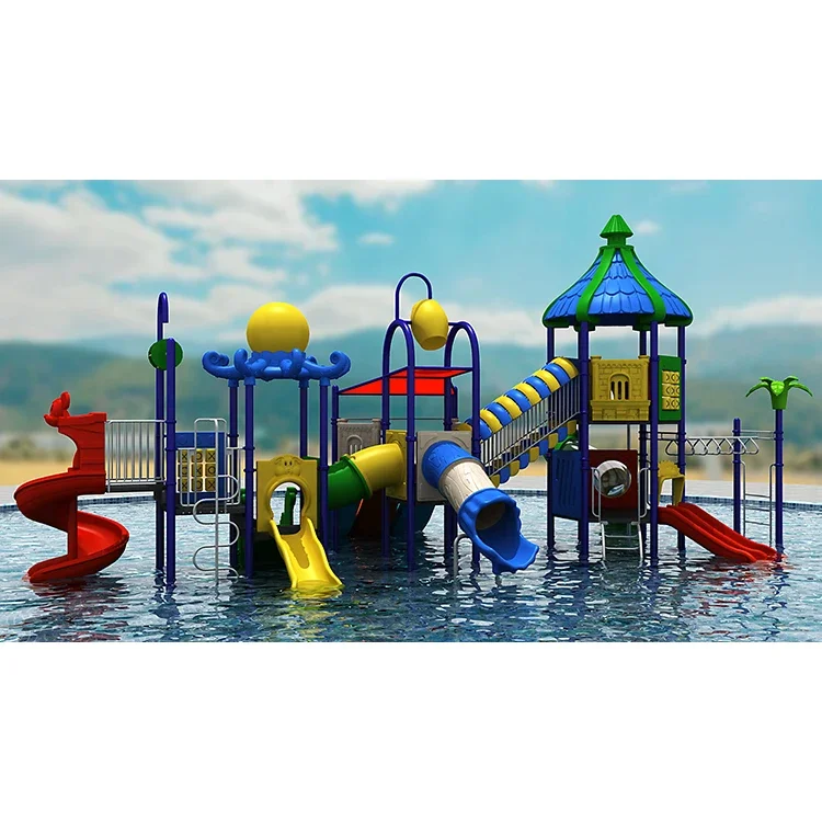Fun Fiberglass Water Slide Complex for Kids Joyful Splash Play and Motor Skills Enhancement in Summer