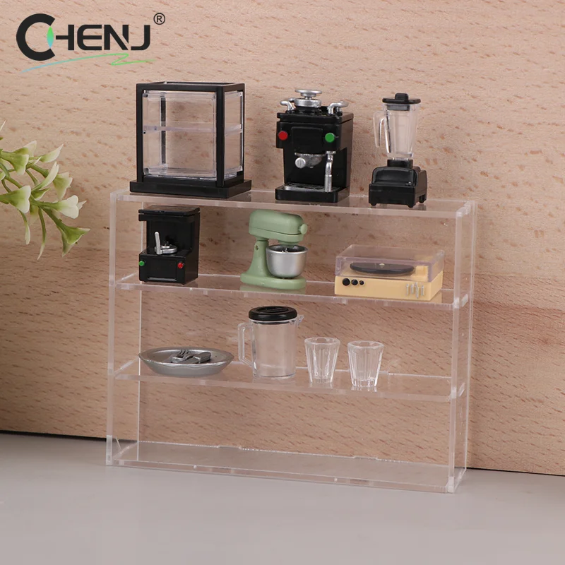 1pc Dollhouse Miniature Furniture Coffee Maker Coffee Cup Storage Shelf Simulation Dollhouse Decor DIY Toys Doll House