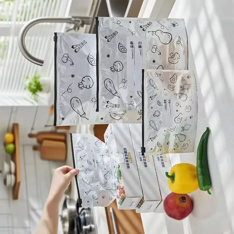 10Pcs/Bag Large Capacity Fresh-keeping Reusable Zip Lock Bag Aluminum Foil Food Bag Leakproof Freezer Safe Kitchen Fresh Bag