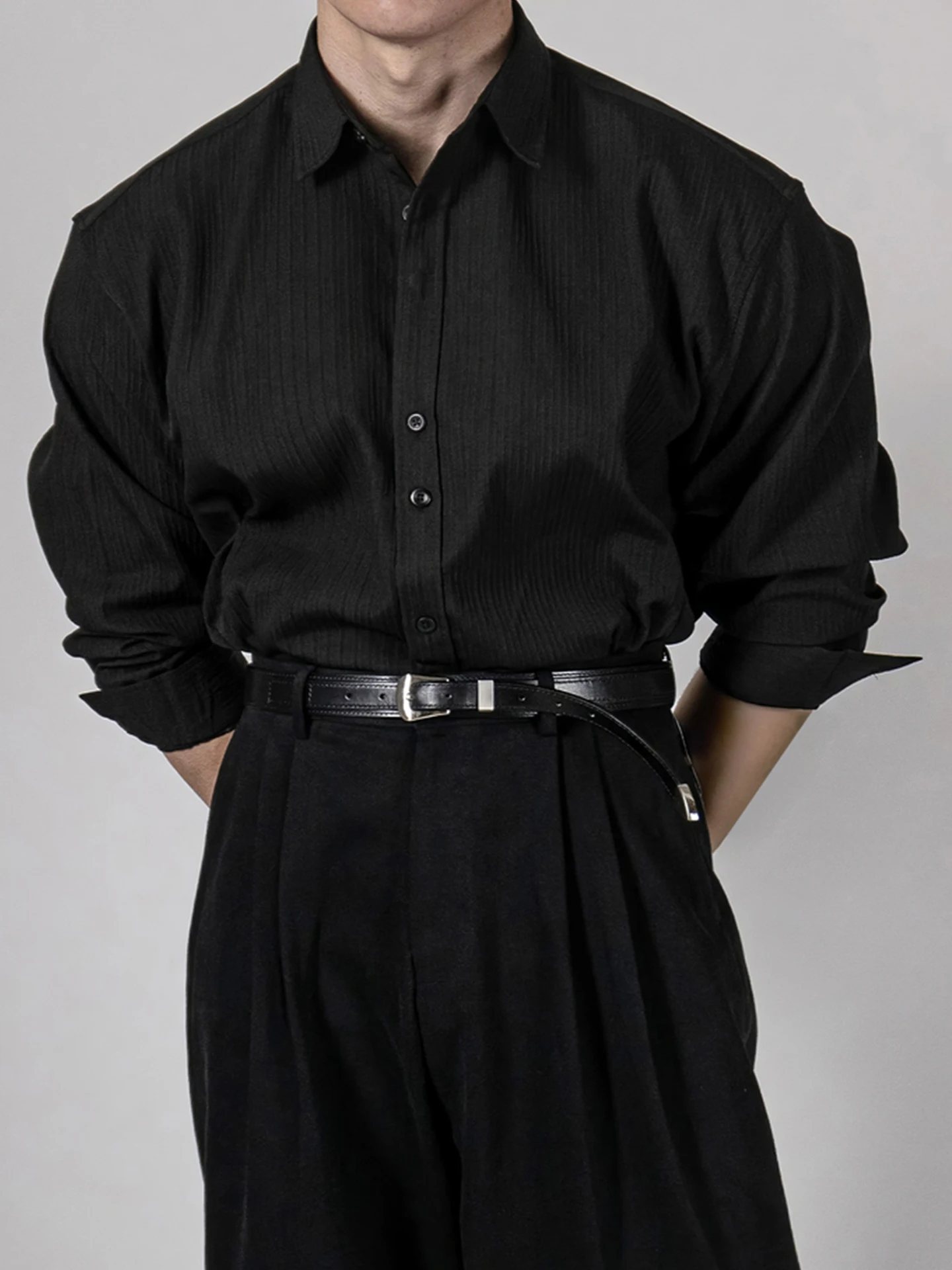 

Primas Men's Long Sve Casual Fitn irt Textured Bla Muscle irt Lightweight Matures Sle Comfortable Loose Fit