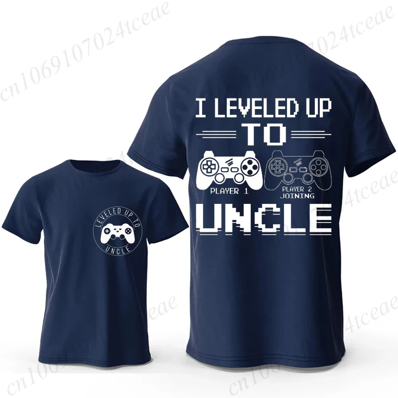 Leveled Up To Uncle Print T-shirt Men Clothes Summer Video Game Controller Shirt Men Short Sleeve Casual Best Uncle Ever Shirt