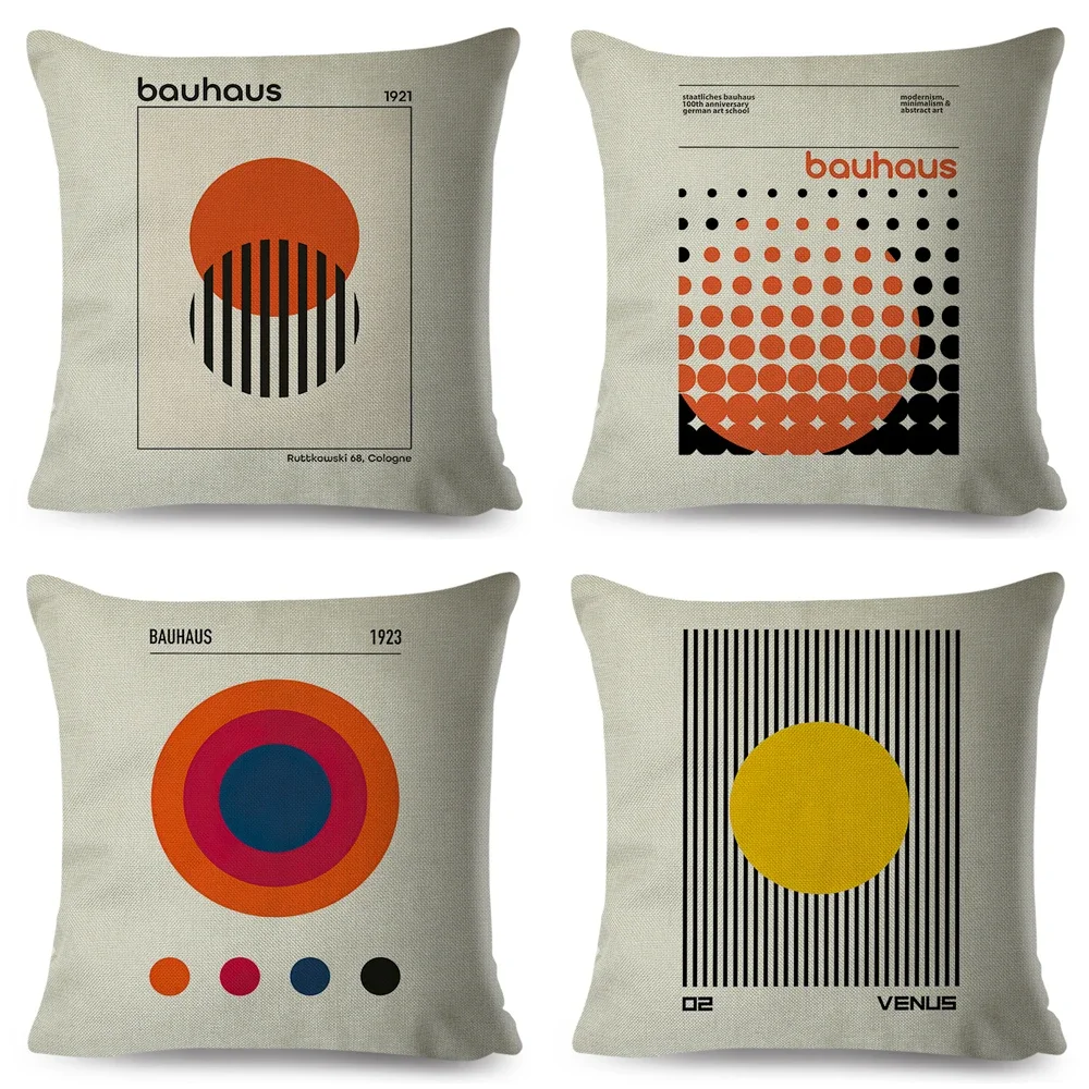 Nordic Bauhaus Exhibition Unique  Cushion Cover for Sofa Home Car Decor Double Print Pillowcase Polyester Throw Pillow Case