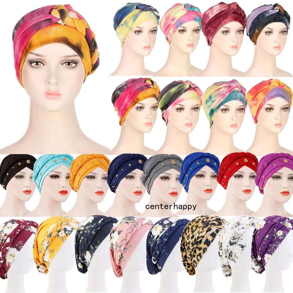 

Indian Braids Muslim Hijab Turban Fashion Chemo Cap Islam Arab Bonnet Hair Loss Hat Beanie Turbante Femme Head Wrap Scarf Cover