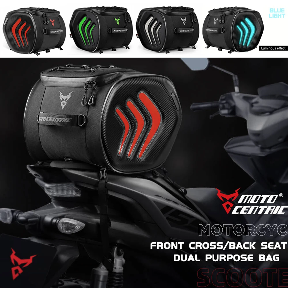 

Waterproof Red Motorcycle Helmet Rear Seat Bag Luggage 20L Motorbike Tail Bags Saddlebags Racing Streetbike/ADV/Vintage Cruising