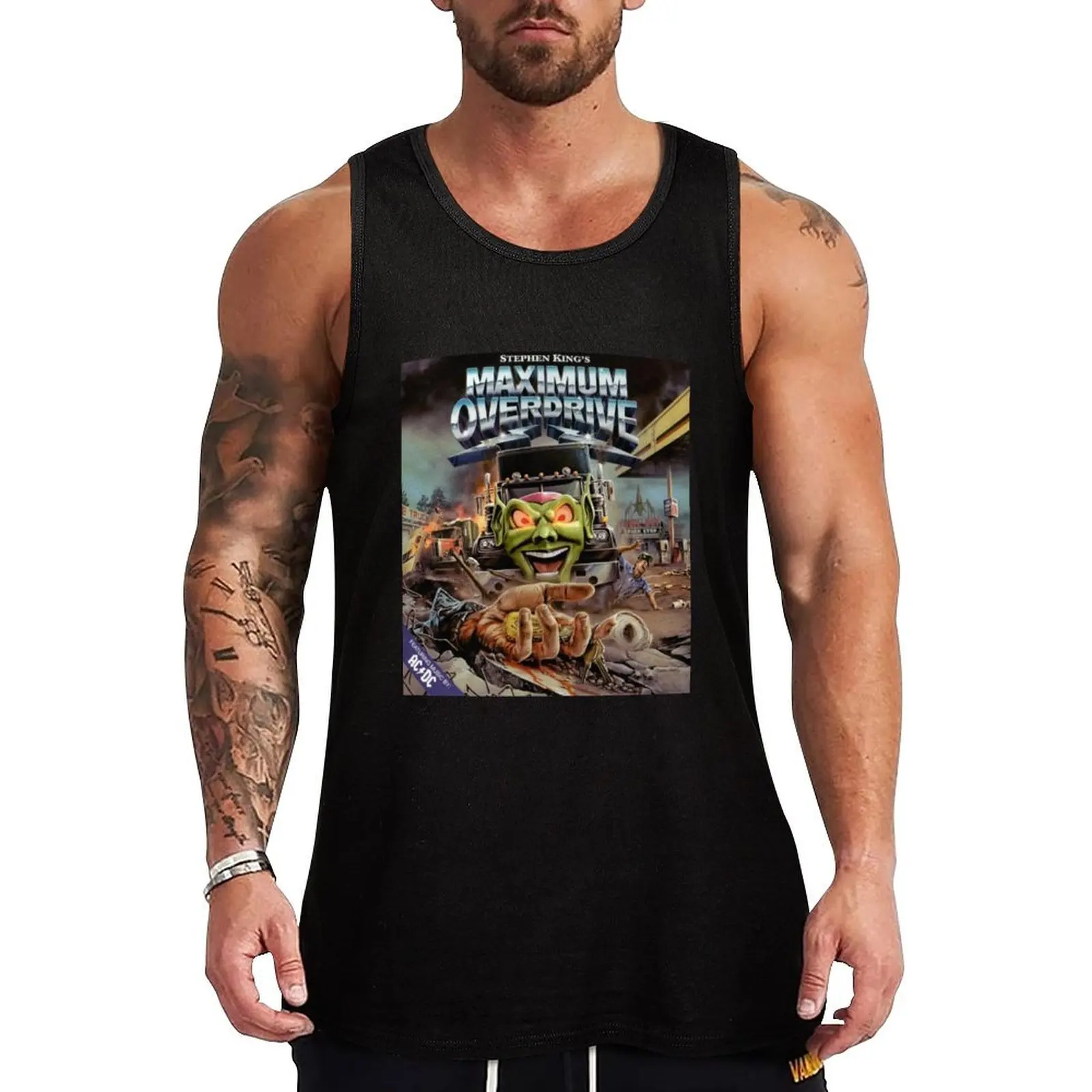 Maximum Overdrive Design Tank Top plain t-shirt sports vest bodybuilding man basketball