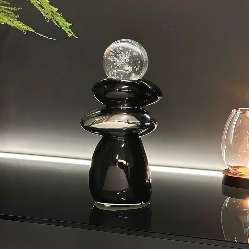 Crystal Ball Ceramic Decoration, Stacked Stone Decoration, Living Room TV Cabinet, Wine Cabinet