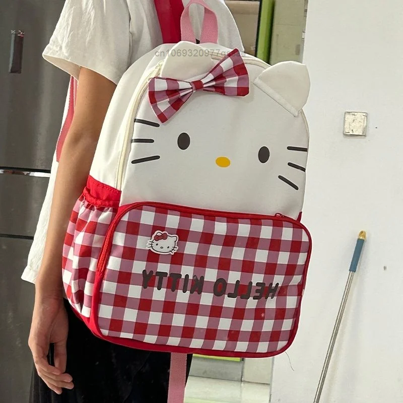 13 in Sanrio Hello Kitty Melody Zipper Nylon Backpack For Women Y2k Cute Cartoon Zipper Backpack Large Capacity School Bags