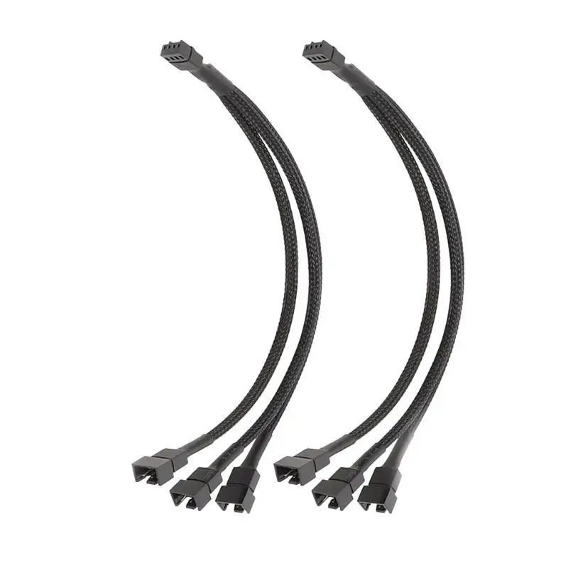 

652F 2Pcs 9.8inch 1 to 3/2/1 Converters 3/2/1 Way 4Pin PWM Fan Splitter Cable for Efficient Cooling Solution