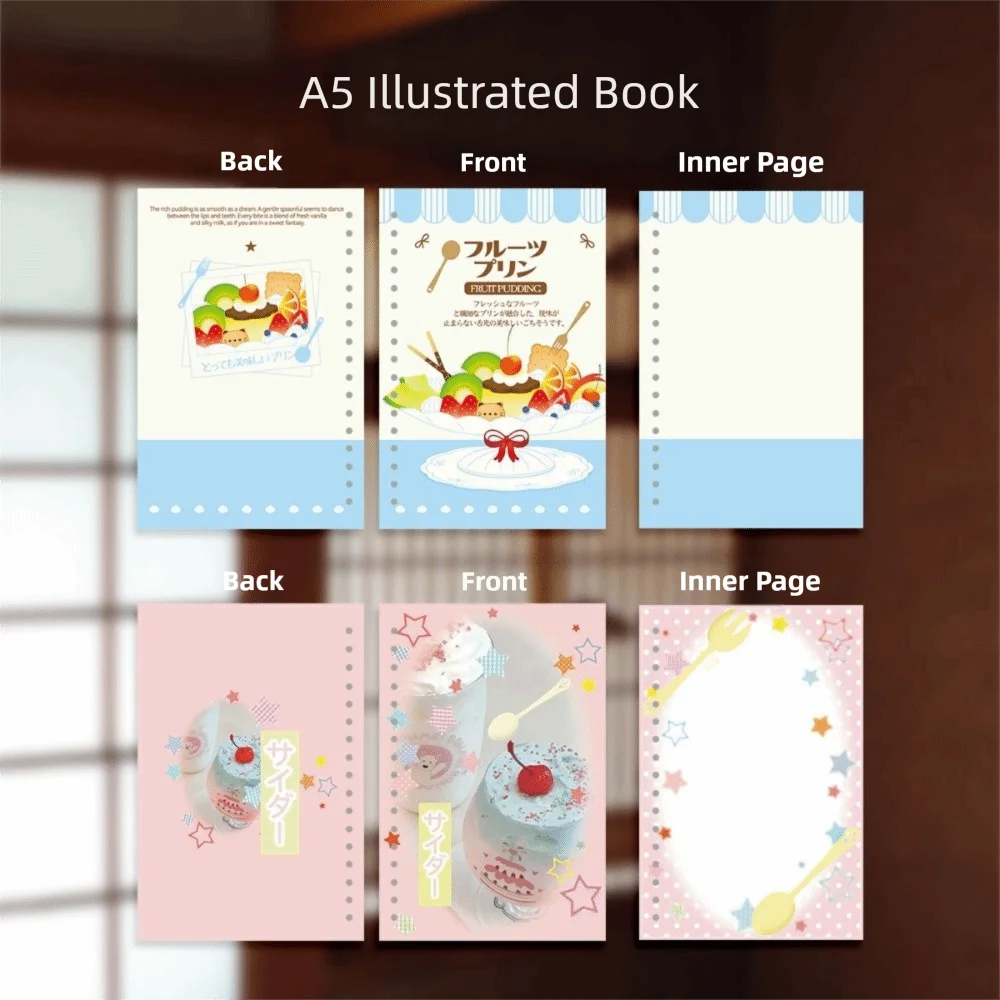 Cute A5 Sticker Storage Album Food Theme Decor Large Size Scrapbooking Sticker Storage DIY Illustration Collection Book