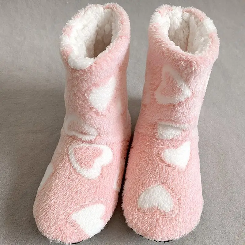 Parent-Child Style Winter Fleece-Lined Floor Boots Child At Home Fleece-Lined Thicken Keep Warm Comfortable Mid-Calf Floor Socks