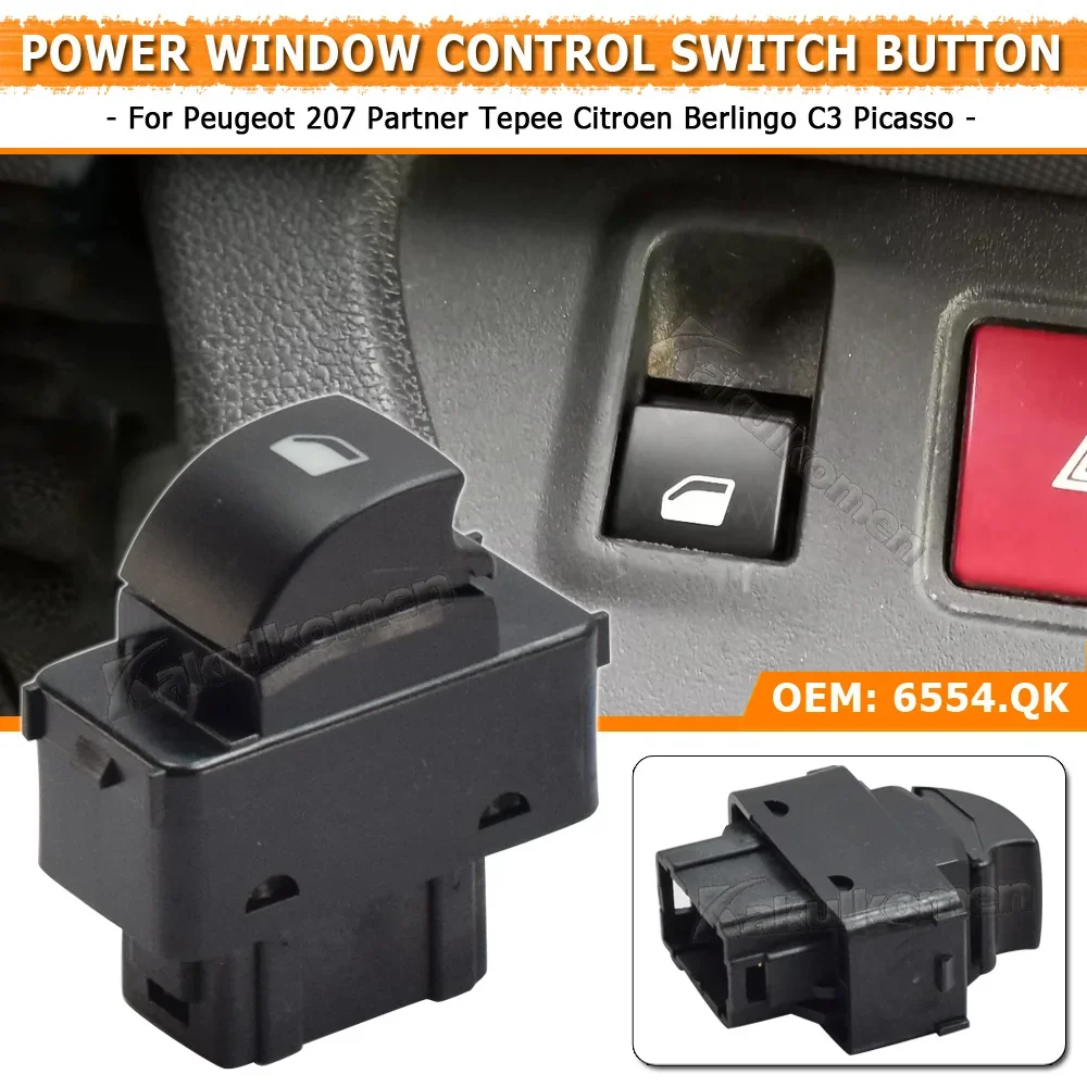 Window Regulator Switch button For Peugeot Partner Tepee 207 Citroen Berlingo 6554.QK 6490.E2 6554 QK 6554QK 6490 E2 6490E2