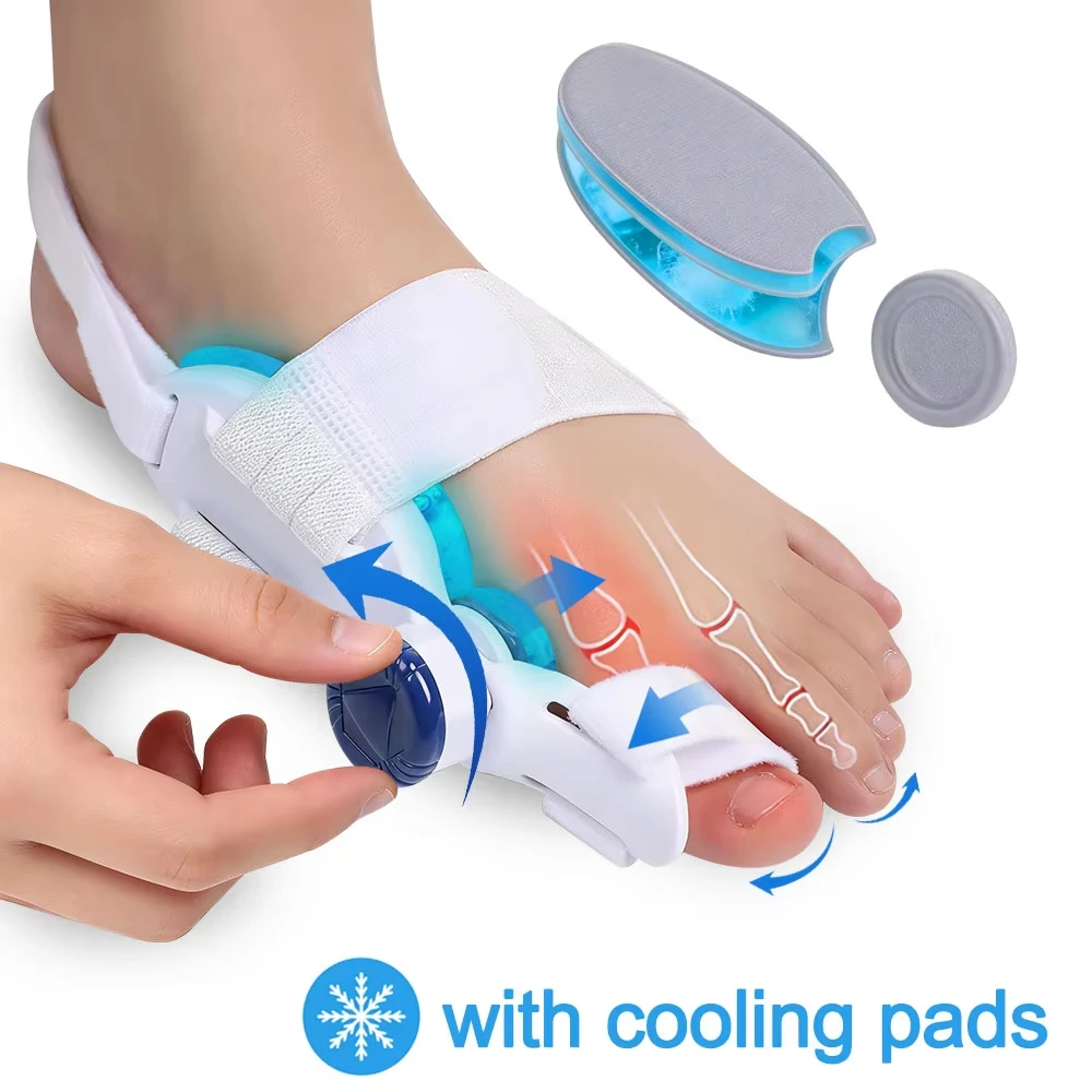 Cooling Pad  Toe Splint Bunion Adjuster Adjustable Big Toe Valgus Support Tool for Both Feet Straightening Orthopedic Thumb