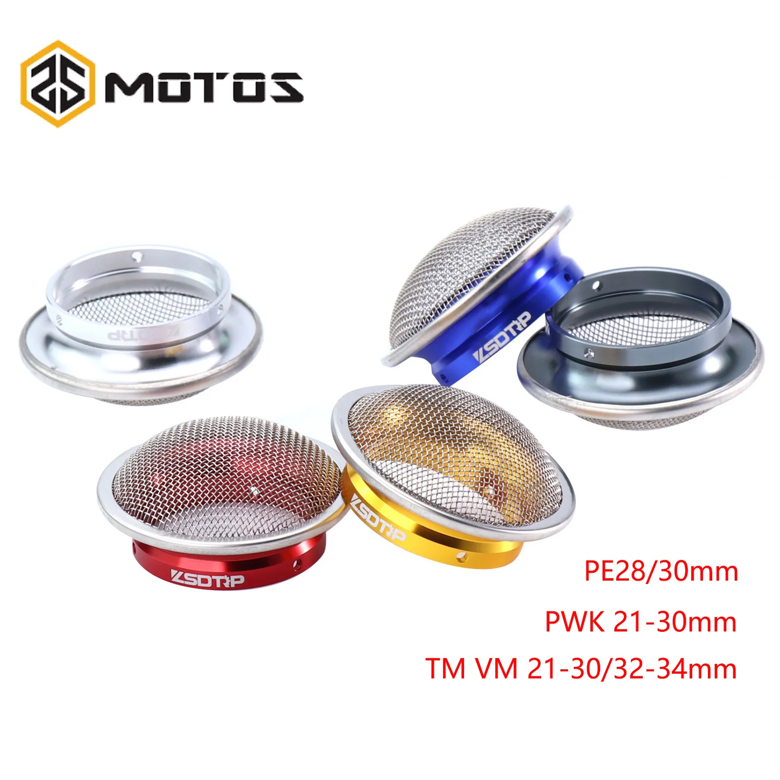 ZS MOTOS 50/55mm Motorcycle Carburetor Air Filter Trumpet Funnel With Mesh For PWK 21-30 PE 28 30 Carburetor TM VM 32mm 34mm