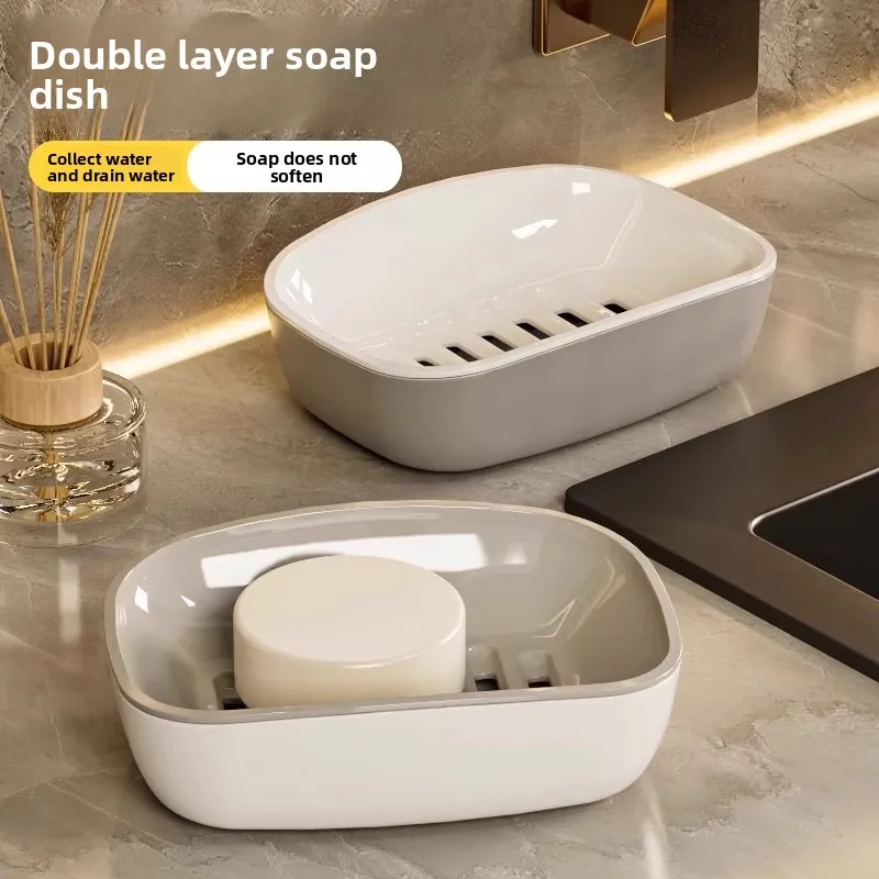 Double-layer Soap Dish for Home Bathroom, Draining Soap Box, Double-layer Large Soap Storage Rack, Laundry Soap Box
