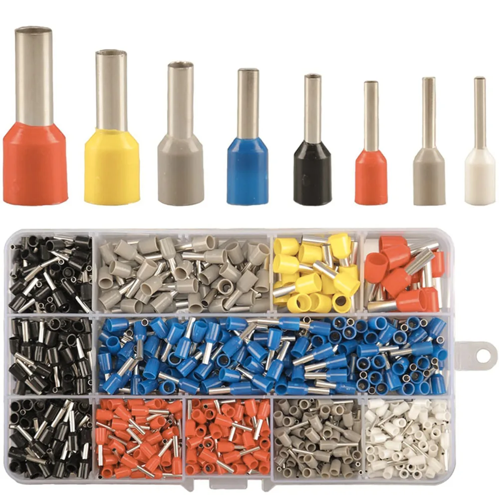 900pcs Ferrule Terminals Kit AWG 22-7 Connectors Pin Terminal Assortment Copper Crimp Connector Insulated Cord End Terminal