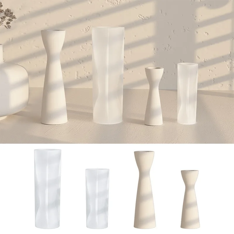 Candle Holders Silicone Mold Diy Candle Plaster Base Ornament Resin Mold for Home Decoration Place Candles