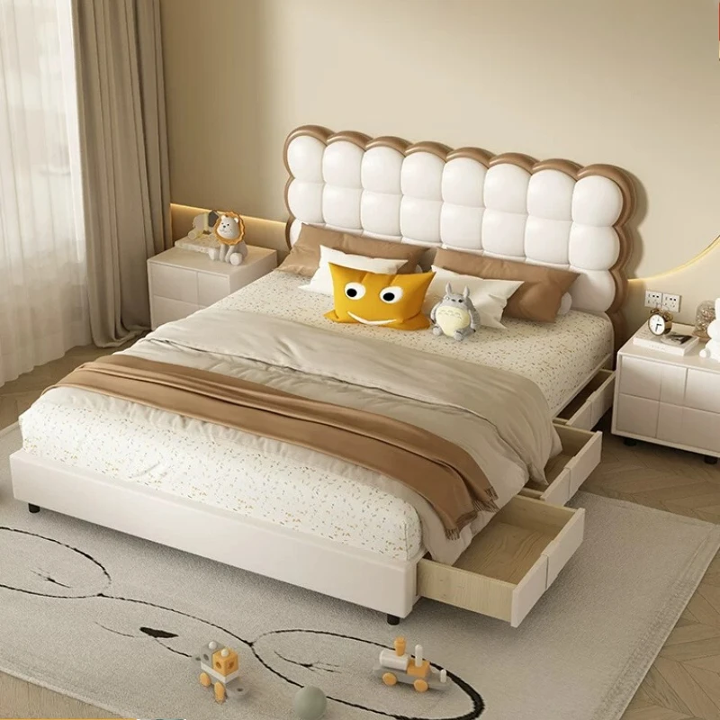 Modern Single Bed European Simple Headboards Design Sleeping Bedroom Bed Luxury Children Letto Matrimoniale Trendy Furniture