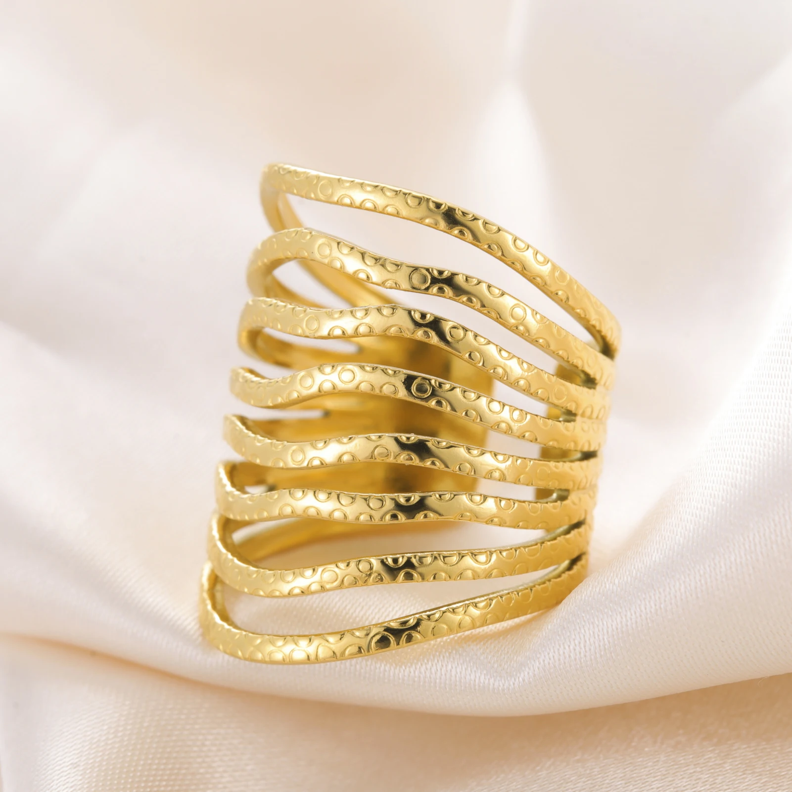 COOLTIME Unregelmäßige Hohle Ringe Für Frauen Männer Edelstahl Gold Farbe Offenen Ring Einfache und Modische Schmuck Geschenk 2026 Neue – Detail 6
