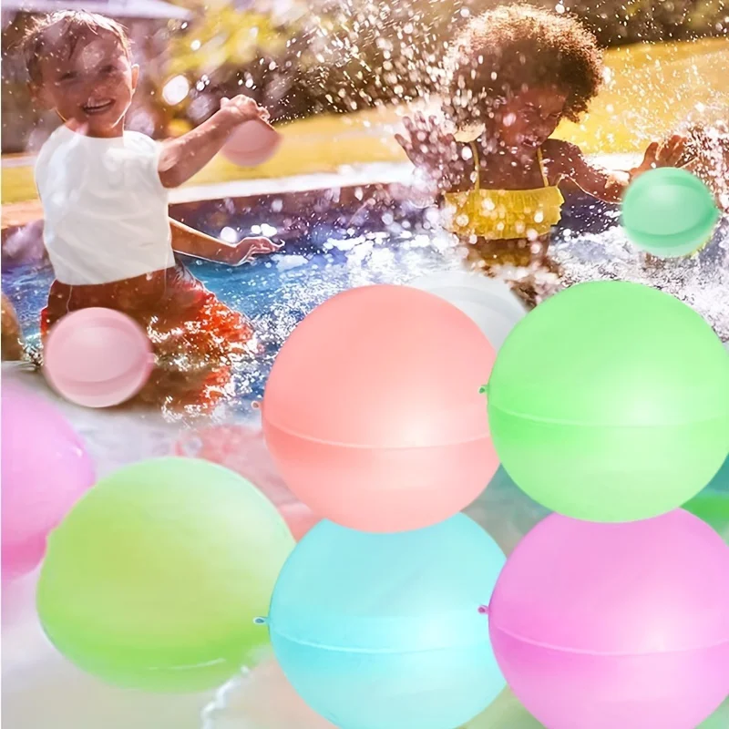 12Pcs Reusable Water Balloons Soft Silicone Water Bomb Non-Magnetic Water Balls Summer Pool Beach Outdoor Party Game Water Toy