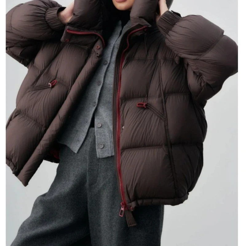 Winter 2025 New Hooded Warm Short Cotton Clothes Women's Design Sense Fashion Thickened Coat
